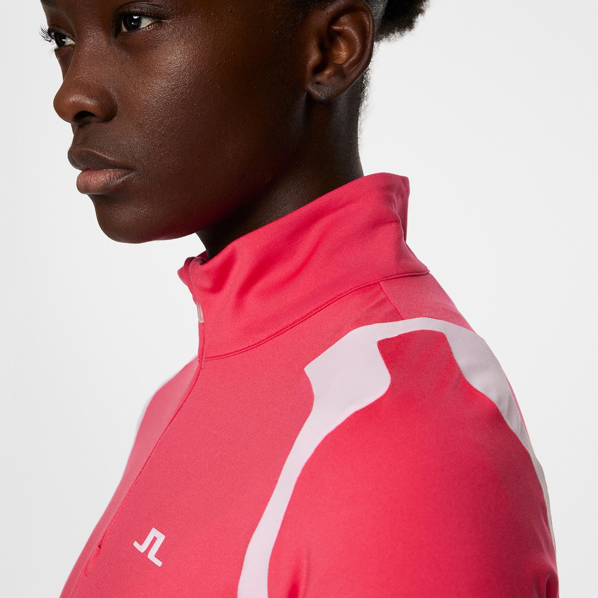 J Lindeberg Mae Quarter Zip Ladies Golf Mid Layer Azalea